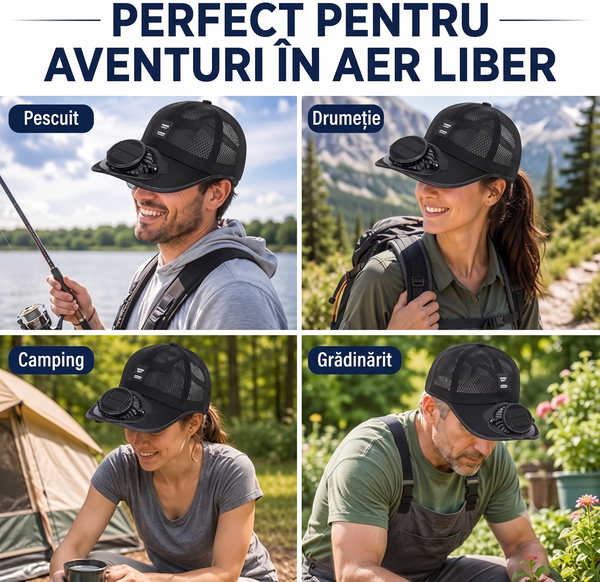 Șapcă Răcoritoare cu Ventilator Solar